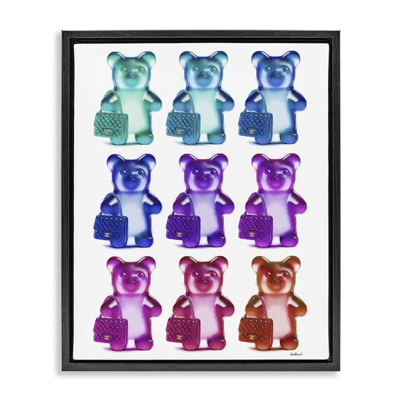 Stupell Industries Fashion Bears & Bags Fashion Painting Black Floater Framed Canvas Art Print Wall Art, 17 x 21