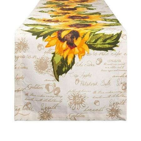 

14 x 108 Yellow and Beige Sunflowers Design Rectangular Table Runner