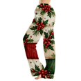 thumbnail image 2 of Lumtrix Womens Christmas Pajama Pants Cute Funny Holly And Berries Printed Pajamas Bottoms Comfy Elastic Waist Palazzo Pants Fall Pajamas Red 2XL, 2 of 6