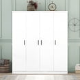 thumbnail image 2 of MODERNLUXE 4 Door Wardrobe Closet with 1 Drawer,Wooden Clothing Storage Cabinet with Hanging Rod and Shelves,Freestanding Armoire Closet for Bedroom, White, 2 of 8