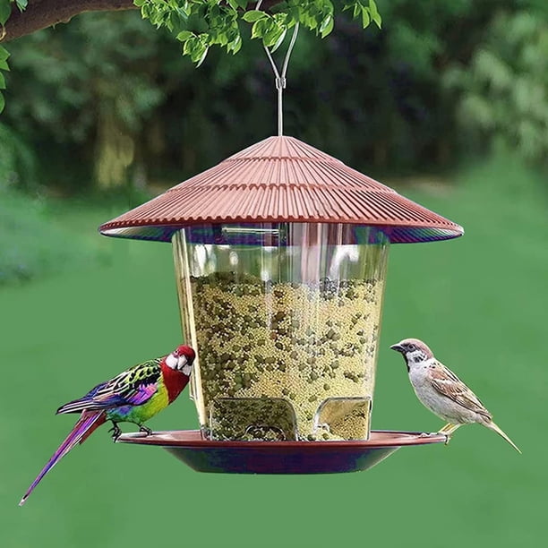 Comedero Para Pájaros, Estación De Alimentación Para Pájaros Colgante Comedero Para Pájaros Transparente De Gran Capacidad Con Techo Para Pájaros Salvajes Que Cuelgan En El Jardín Y El Balcón Muyoka Hogar