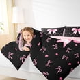 thumbnail image 3 of Erosebridal Girly Bow Twin Bedding Sets 7-Piece, Cute Princess Cartoon Bedding Comforter Set, Black Pink, 3 of 7