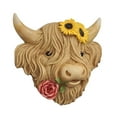 thumbnail image 5 of EHJRE Highland Cow Decor Collectible Highland Cow Head Statue for Farm Garden Home Yellow, 5 of 9