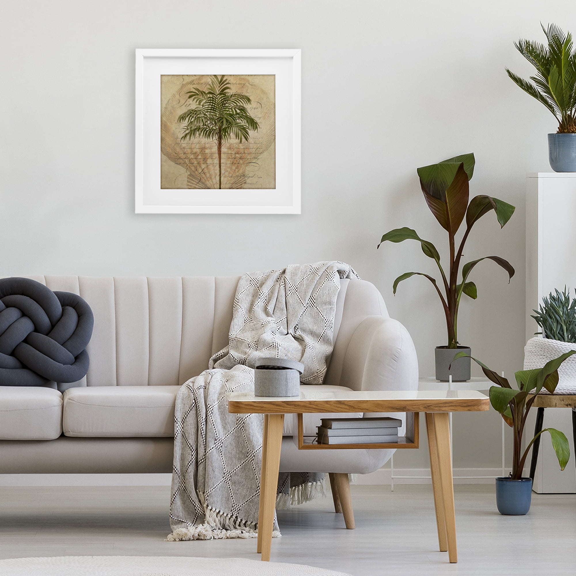 Stupell Industries Subdued Tropics Palm White Framed Print Under Glass, design by Steve Hunziker