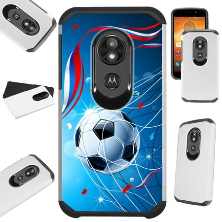Compatible Motorola Moto G7 Power | Supra (2019) | Moto G7 Optimo Maxx Case Hybrid TPU Fusion Phone Cover (Soccer