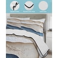 thumbnail image 4 of Blue Beige Queen Size Down Alternative Comforter, Lightweight Comforter Quilt Bedding Set with Pillow Shams Modern Coastal Wave Abstract Art All Seasons Bed Comforter Duvet Insert 90"x96", 4 of 7
