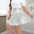thumbnail image 4 of Jean Shorts Women Plus Size Women's Shiny High Waisted Pleated Mini Skirt Flared Skater Skirt for Party Club Daily Wear XXL, 4 of 9