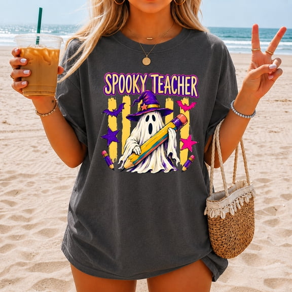 Spooky Teacher Shirt, Halloween Teacher T-Shirt, Ghost Witch Teacher Tee, Funny Teacher Halloween Womens Tee