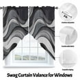 thumbnail image 3 of Black Gray Swag Curtain Valance for Windows, Gradient Ocean Wave Modern Abstract Geometric Window Treatments Short Swag Topper for Kitchen Windows Bathroom Bedroom, 28"x36", 3 of 8