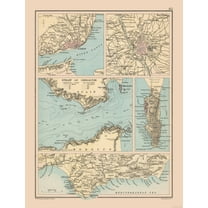 Historic Map - Spain Portugal Cities - Bartholomew 1892 - 23 x 30.12 - Vintage Wall Art