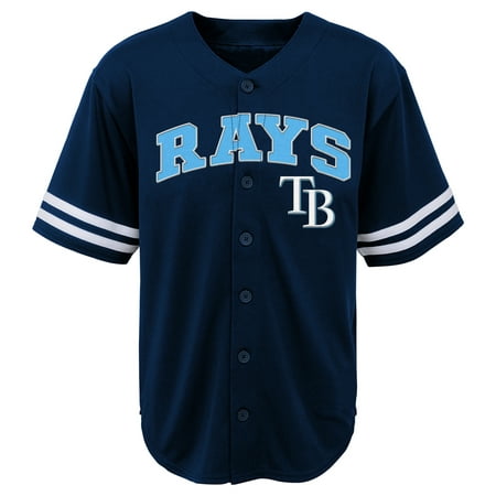 MLB Tampa Bay RAYS TEE Short Sleeve Boys Fashion Jersey Tee 60% Cotton 40% Polyester BLACK Team Tee