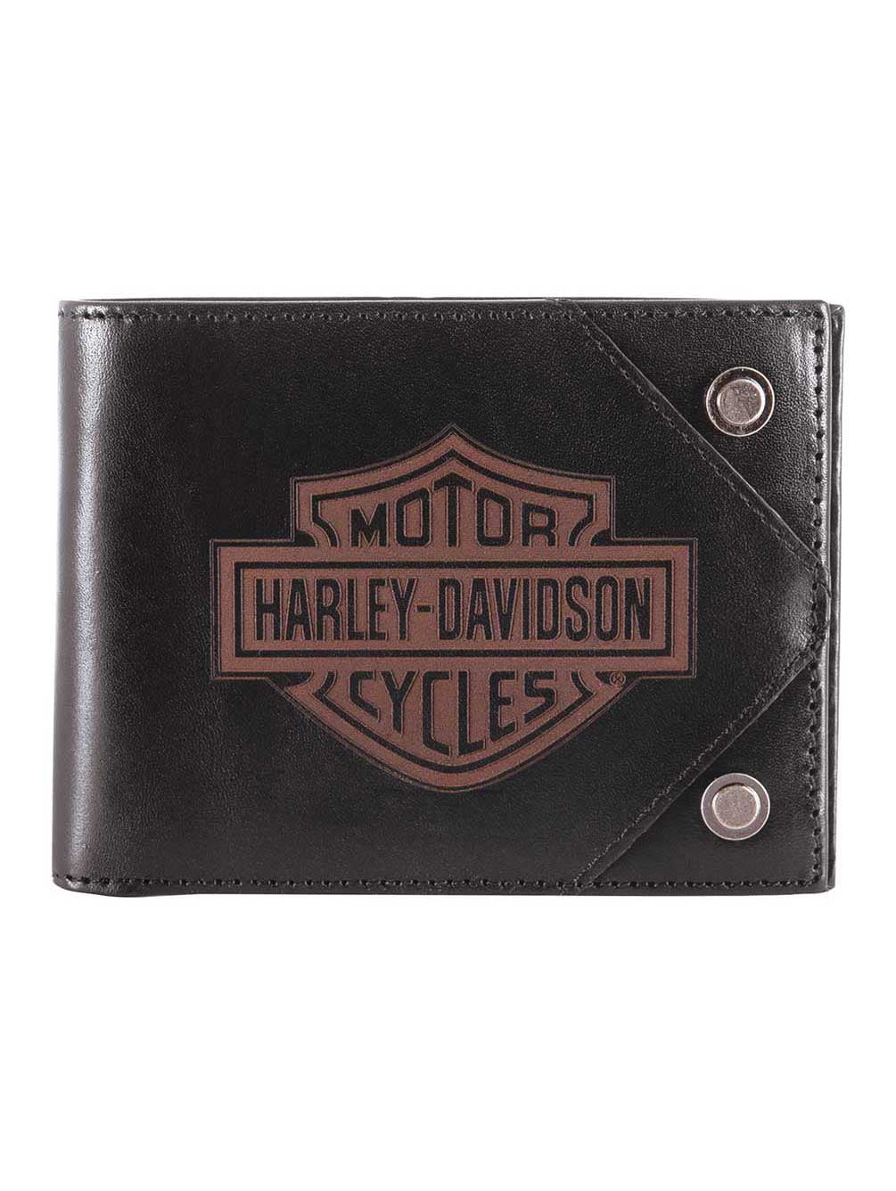HarleyDavidson HarleyDavidson Men's Lasered B&S BiFold Leather