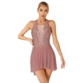 thumbnail image 3 of renvena Women's Lyrical Mesh Figure Ice Skating Dresses Backless Ballet Dance Dusty Pink M, 3 of 7