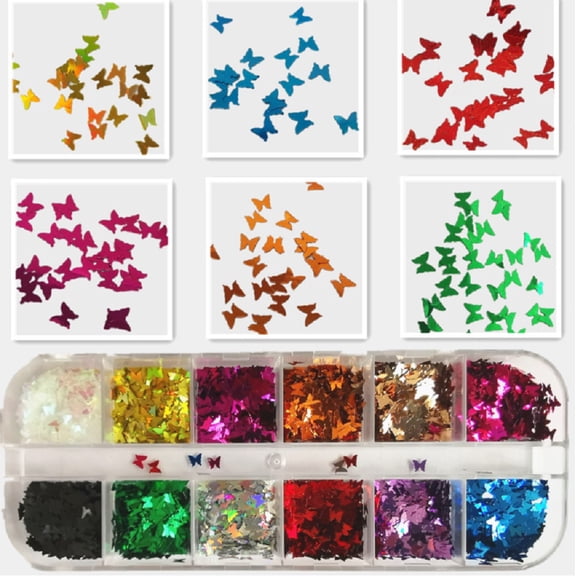 3-D Colorful Laser Butterfly Sequins – Nail Art Flakes & Glitter Foil for Stunning Decoration TIKA