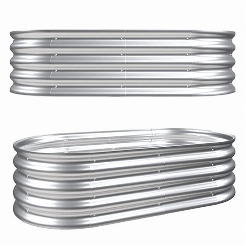 Galvanized Planter Raised Garden Bed, 4x2x1 ft Raised Garden Bed Kit for Gardening Outdoor, Oval Metal Land Planter Box for Vegetables, Flowers, Herbs, 2PCS