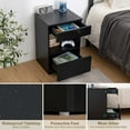 thumbnail image 2 of Hommpa Nightstand, 2 Drawer Nightstand Open Shelf Nightstands Bedside Table Modern End Tables Living Room High Gloss Side Table Bedroom Home Furniture Black, 2 of 11
