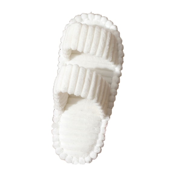 Fesfesfes Women Curly Hair Slippers Cozy Indoor House Shoes Non-Slip Lightweight Comfortable Soft Sole Casual Walking Footwear for Home Relaxation(White,42(US:9))