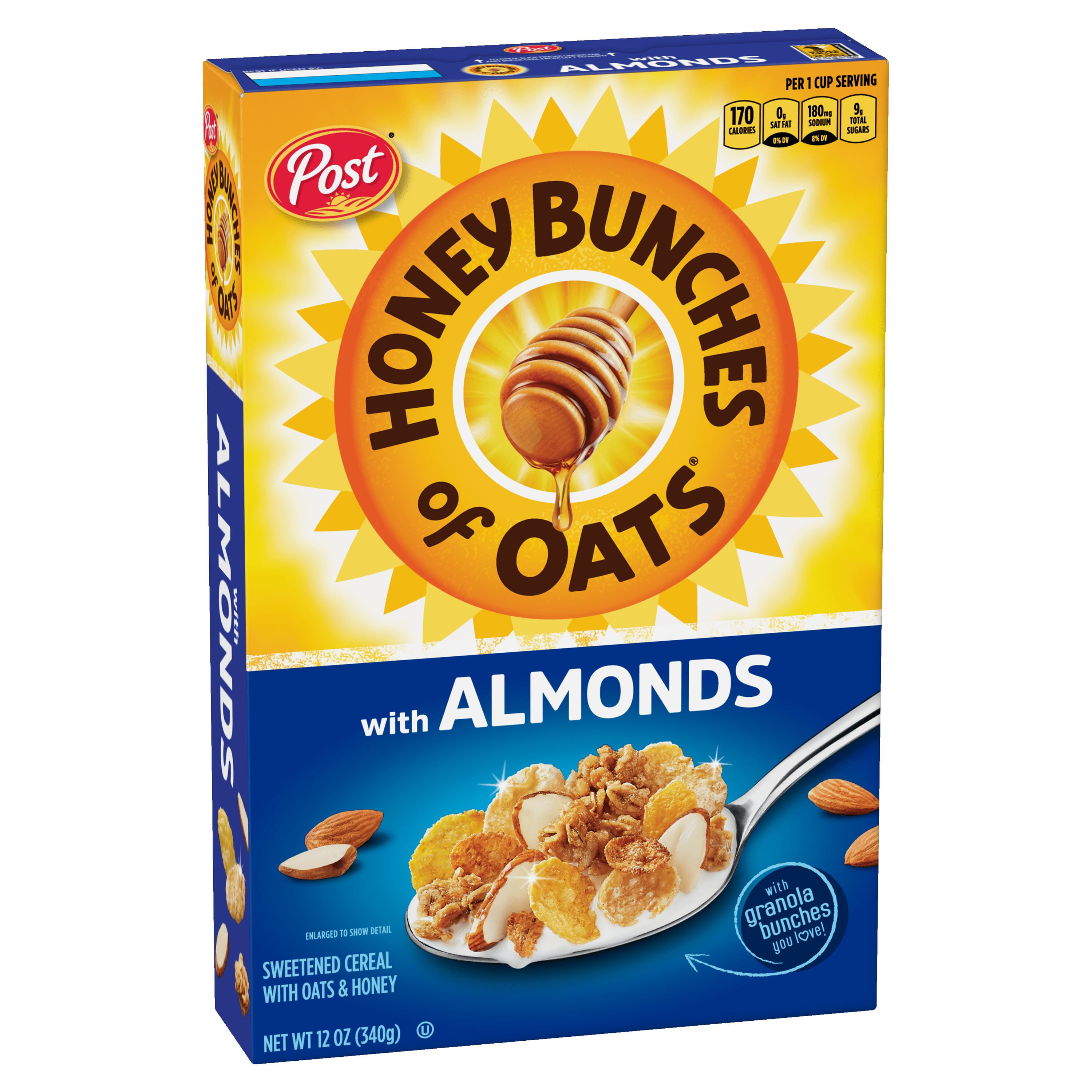 Post Honey Bunches of Oats with Almonds Breakfast Cereal, 12 OZ Box