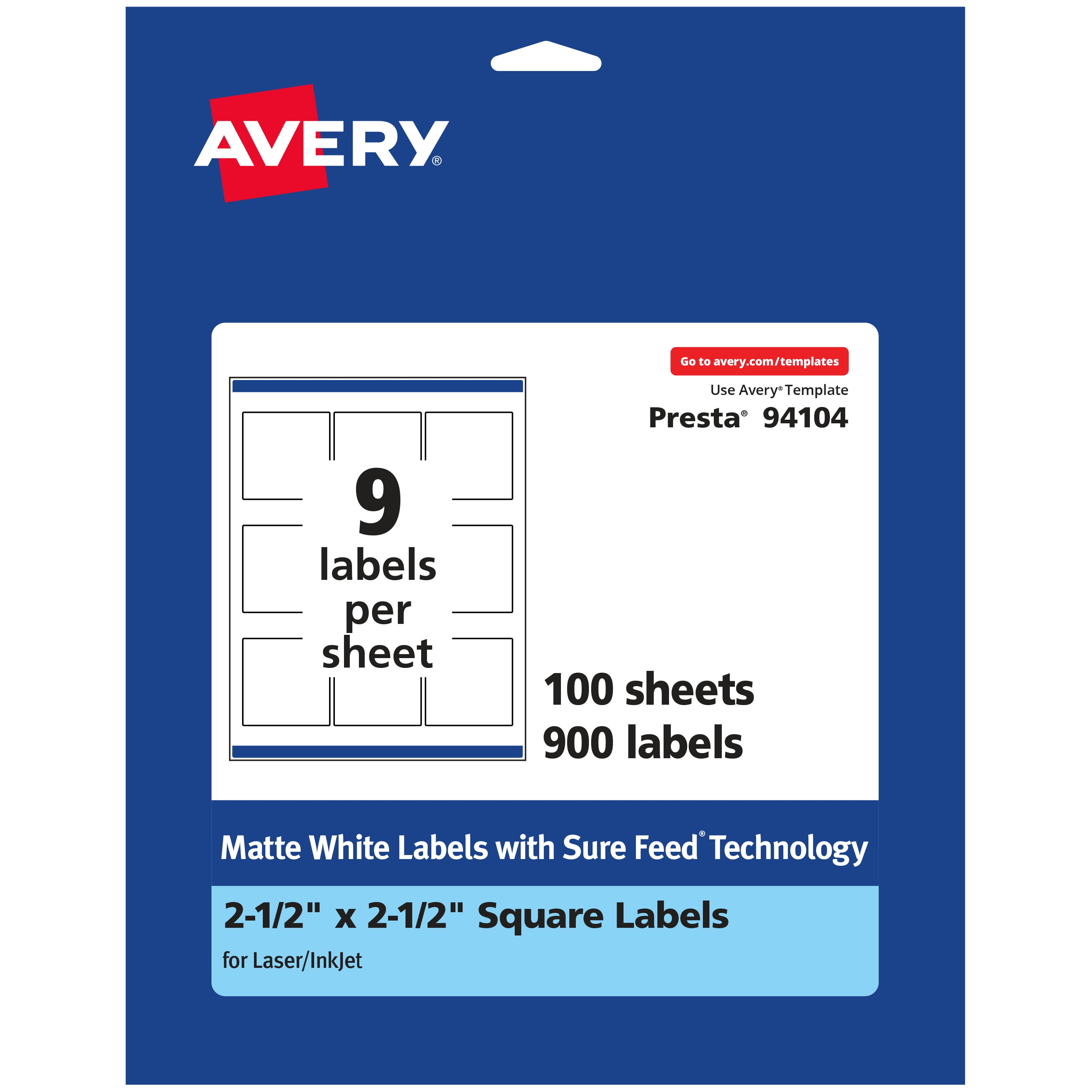 Avery Matte White Square Labels, 2.5