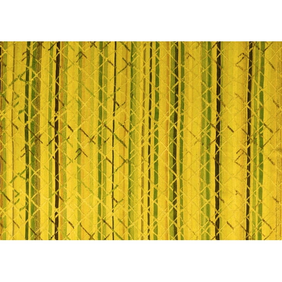 Ahgly Company Machine Washable Indoor Rectangle Abstract Yellow Modern Area Rugs, 7' x 9'