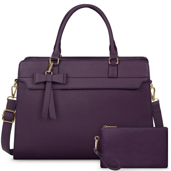 Sunnyway Laptop Bag for Women 15. 6 inch PU Leather Laptop Tote Bag Large Computer Bag Business Office Work Bag Briefcase with  Purse 2pcs Set