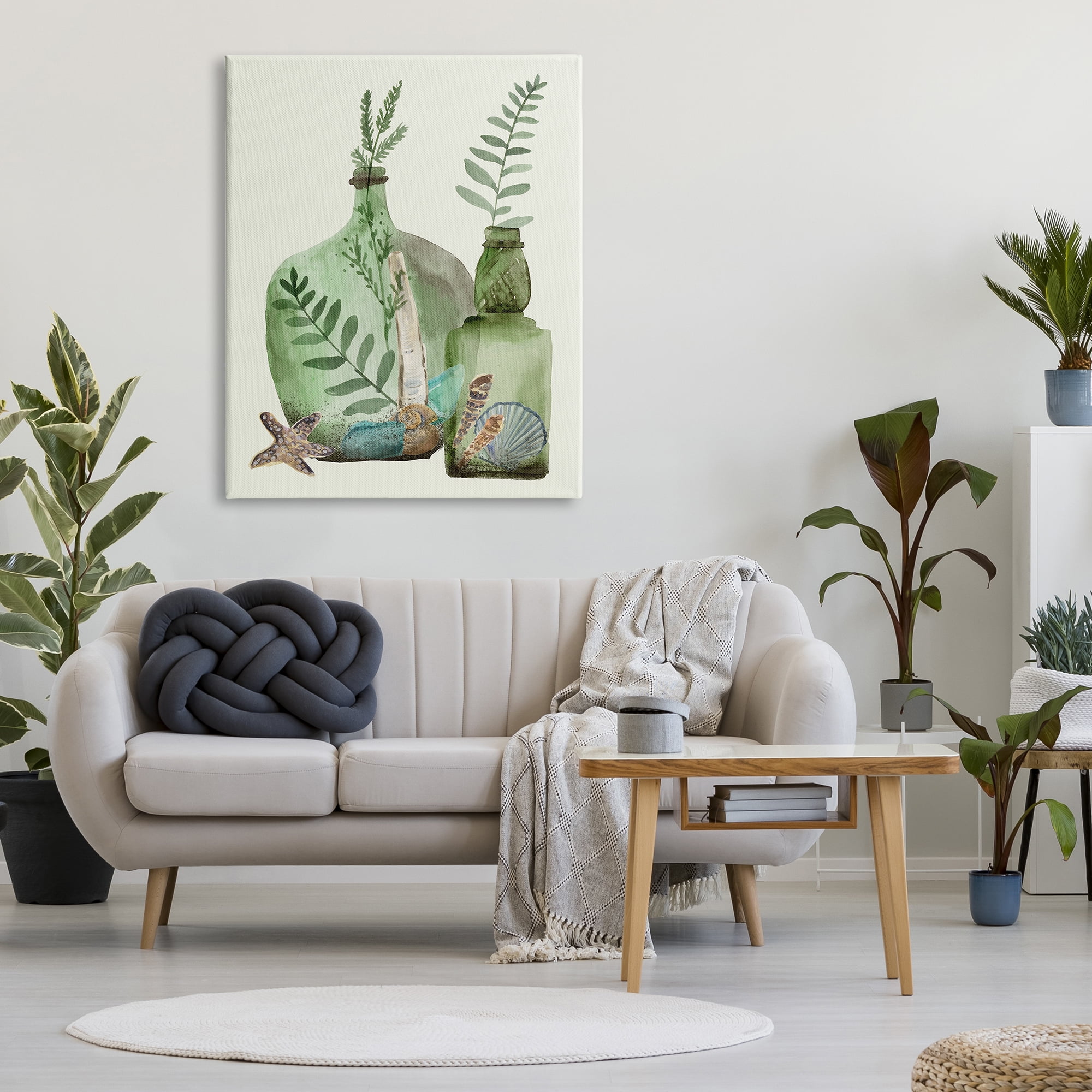 Stupell Industries Green Forest Ferns Green Clear Jugs Nautical Seashells, 36 x 48, Design by Melissa WangÂ&nbsp;
