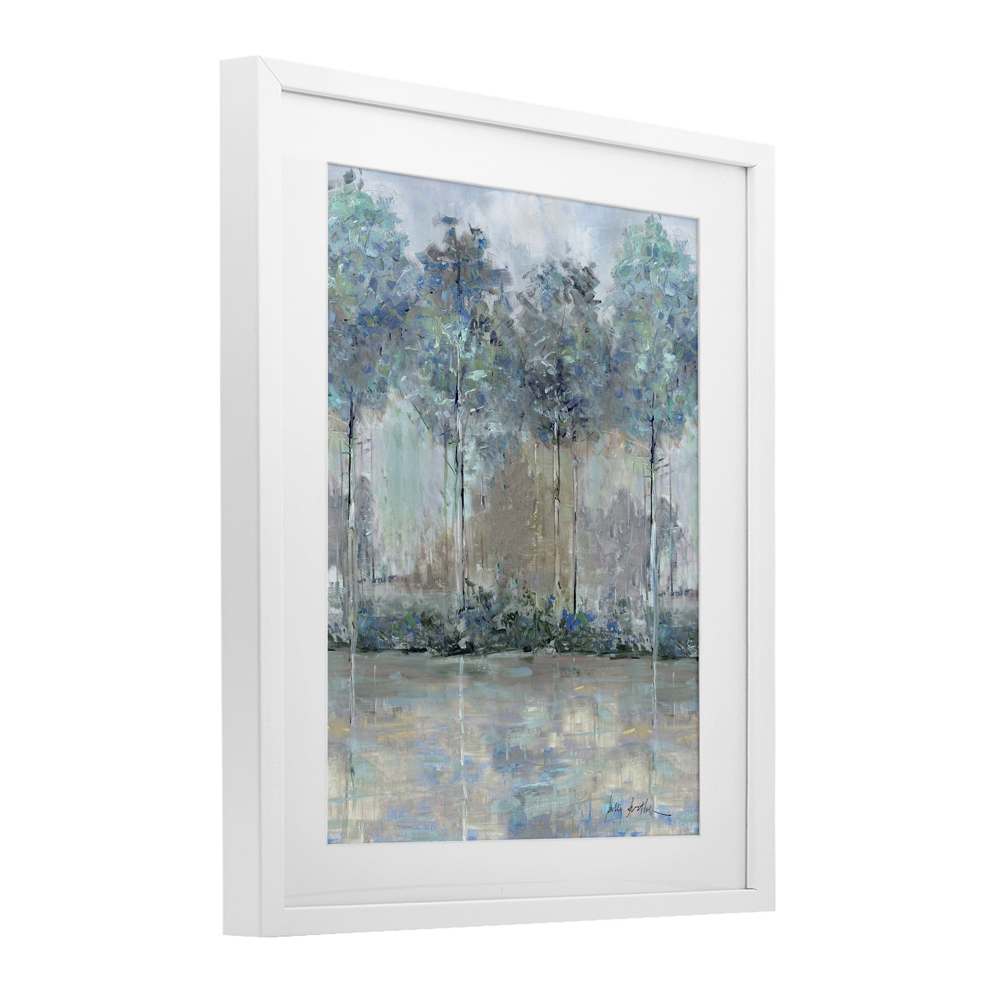 Stupell Industries Subdued Impression of Trees White Framed Print Under Glass, design by Sally Swatland