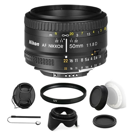 Nikon AF FX NIKKOR 50mm f/1.8D Prime Lens for Nikon DSLR Cameras with All You Need Accessory