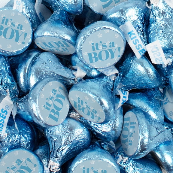 85 Pcs Blue It's a Boy Baby Shower Candy Party Favors Milk Chocolate Hershey's Kisses with Stickers