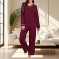 thumbnail image 5 of Posijego Striped Pajama Sets for Women Long Sleeve V Neck Casual Sleepwear Tops and Pjs Pants Lounge Outfits, 5 of 7