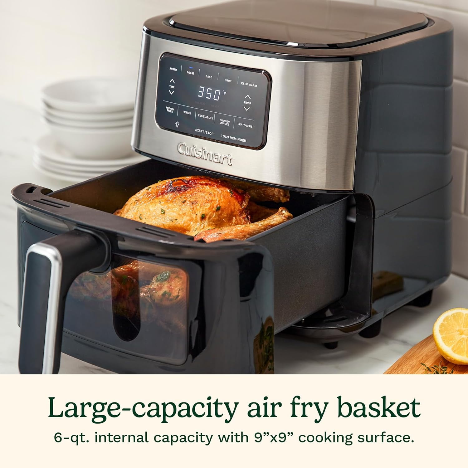 Cuisinart Air Fryer Oven, 6-Qt Basket Stainless Steel Air Fryer, Kitchen Dishwasher-Safe Parts with 5 Presets Roast, Bake, Broil, Air Fry and Keep Warm, Quick & Easy Electric Fryer