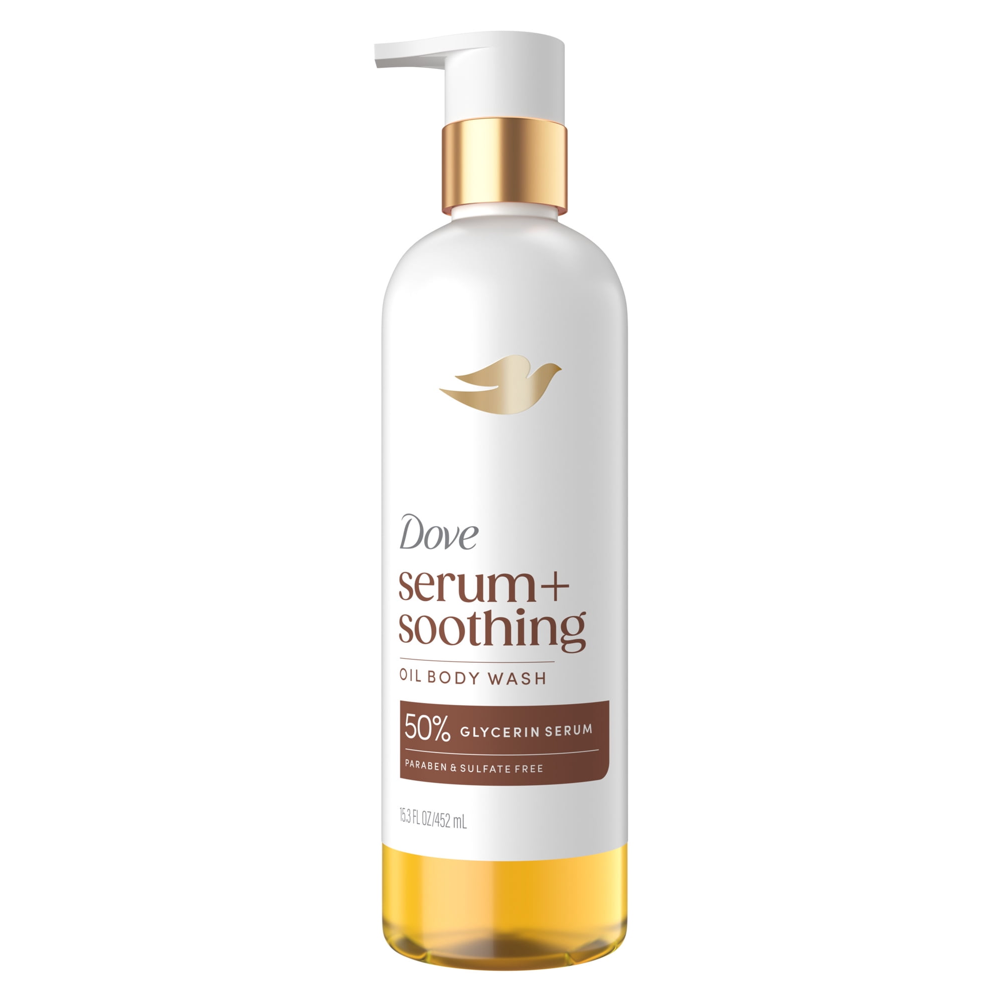 Dove Almond Oil & Sandal Wood Oil Body Wash for Women Serum + Soothing for Hydrated & Repaired Skin, 15.3 fl oz