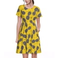 thumbnail image 1 of Fotbe Summer Pineapple Vestido Largo de Moda para Mujer, Vestido Tipo Camiseta con Manga Corta y Estilo Casual a Rayas y Bloques de Color, 1 of 6