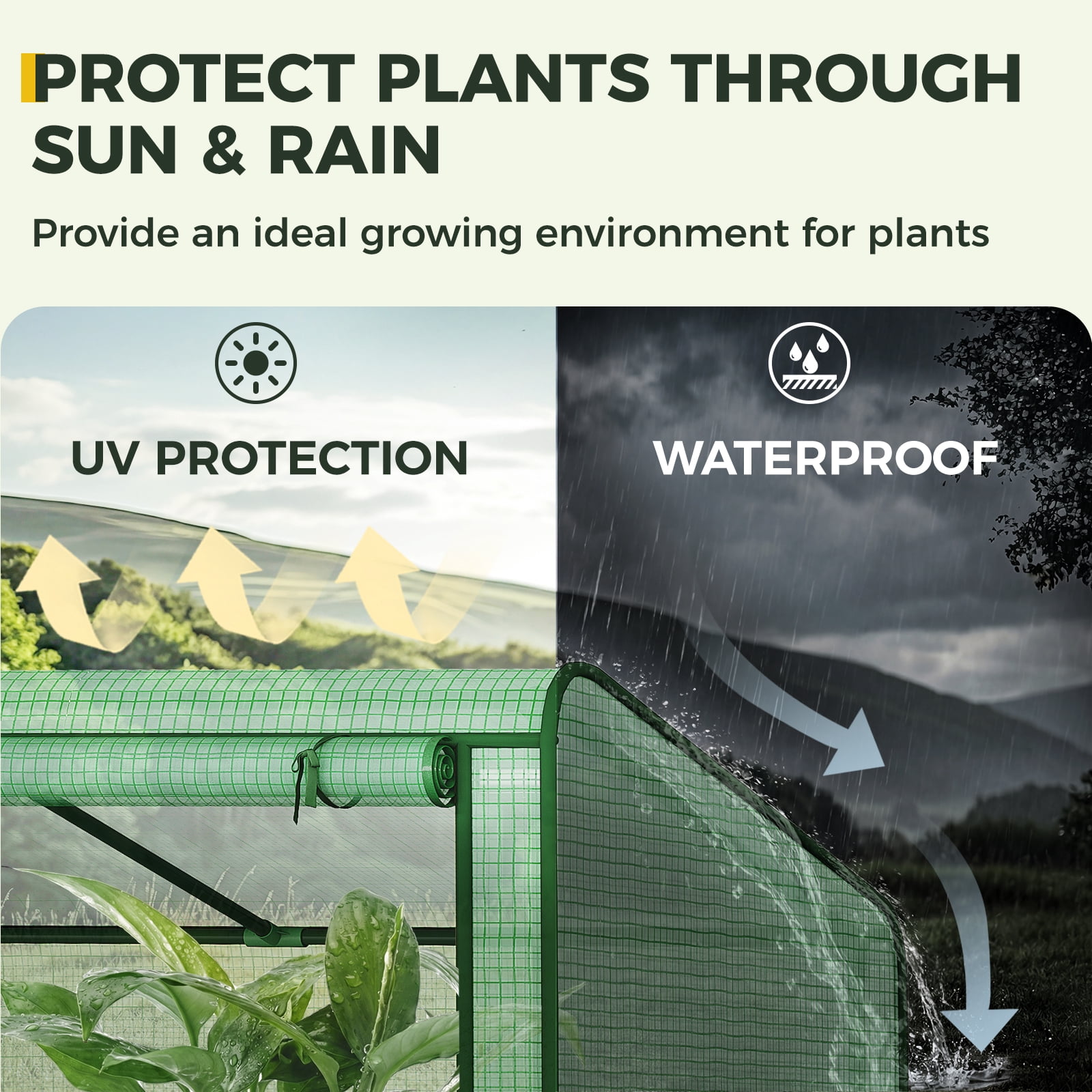 GENTINGBRO Portable Mini Greenhouse Small Green House with Waterproof Pad Plant Cover Tent for Garden Small Plants Indoor Outdoor, Green PE