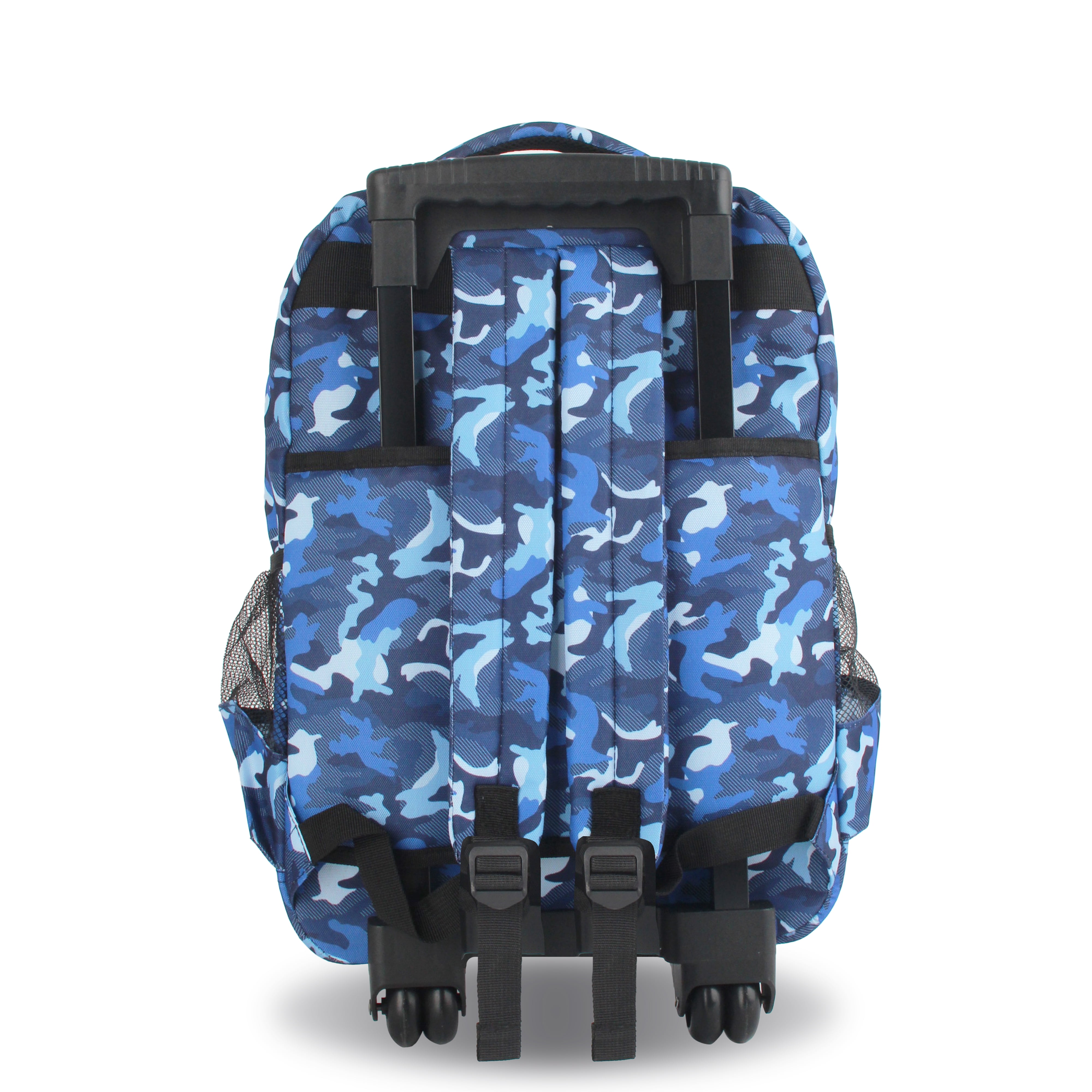 SPOSAC 19" Unisex Rolling Backpack For School And Travel, Blue Camo