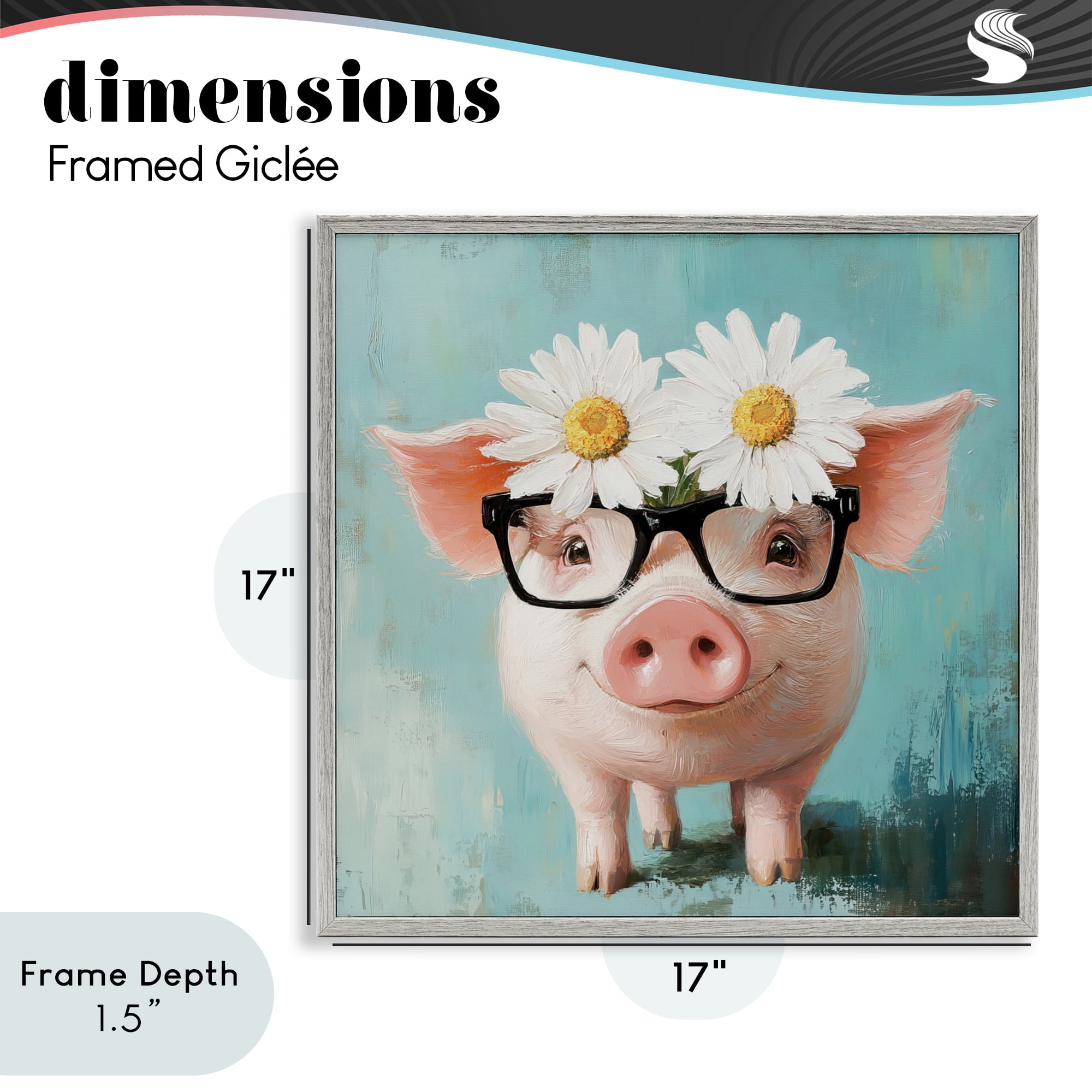 Stupell Industries Nerdy Natalie Piglet Gray Framed Giclee Art, design by Tina LeCour