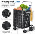 thumbnail image 4 of Lifetime Appliance Parts Shopping Cart w/ 360° Swivel Wheels & Waterproof Basket Liner for Shopping Laundry - Foldable Collapsible & Lightweight - Extra Large Heavy Duty Utility Cart - Silver, 4 of 7