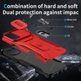 thumbnail image 3 of Phone Case for iPhone 16 Plus Case with Sliding Camera Cover, with 360° + 100° Free Rotation Metal Finger Ring Bracket, Fit Magnet Car Mount, 2 In 1 Case Cover for iPhone 16 Plus, Red, 3 of 8