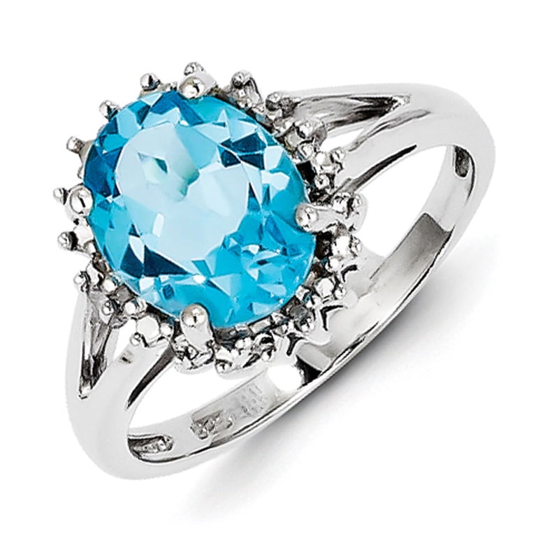Primal Silver Sterling Silver Rhodium-plated Light Swiss Blue Topaz and ...