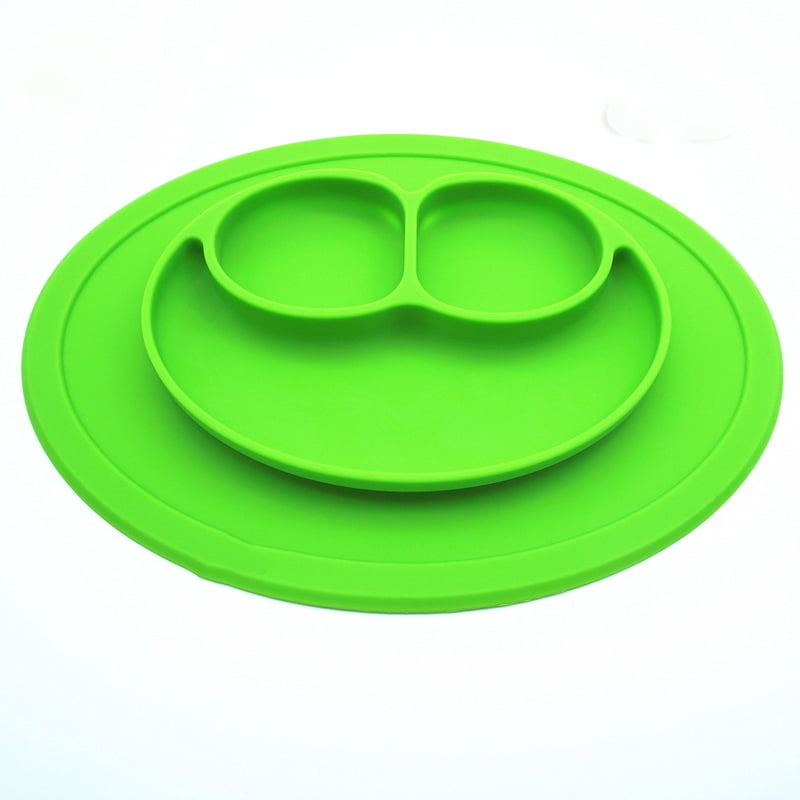 100 Food Grade Silicone Slip Resistant Baby and Toddler Plate, Built