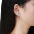 thumbnail image 4 of Round Stud Earrings for Women 3D CZ Iced Out White Gold Plated Ginger Lyne Collection, 4 of 5