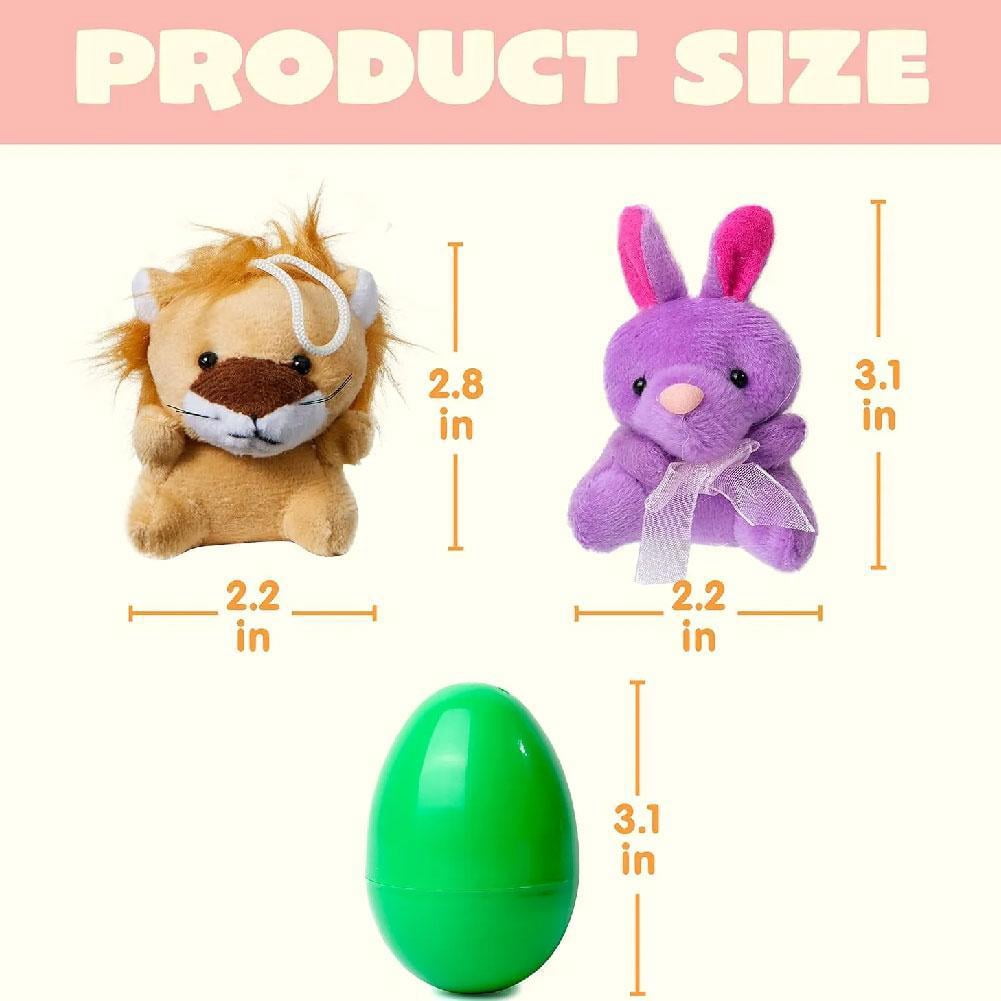 Easter Eggs Filled with Mini Plush Animals, 24 pack Stuffed Animal Easter Basket Stuffers for Toddlers Kids, Plastic Egg Filler Toys for Easter Egg Search, Party Favors