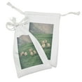 thumbnail image 2 of Farm Animal Fabric Pouch Set of 2, Husbandry Themed Photo with Sheep Grazing on Grass in Iceland Nature, Drawstring Bag for Toiletries Masks and Favors, 9" x 6", Ecru and Fern Green, by Ambesonne, 2 of 2