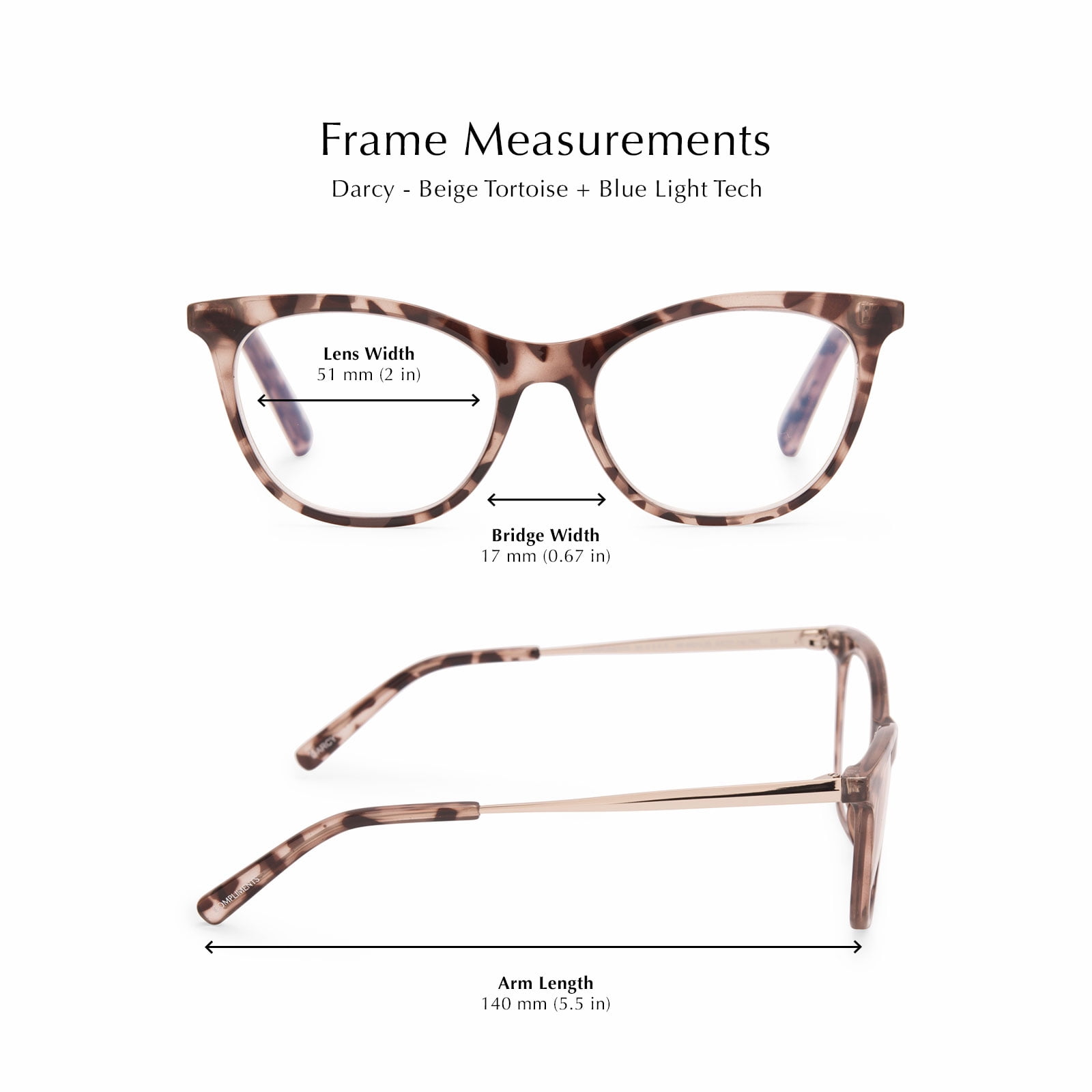 Compliments by DIFF Eyewear Darcy Blue Light Reading Glasses Beige Tortoise +1.25
