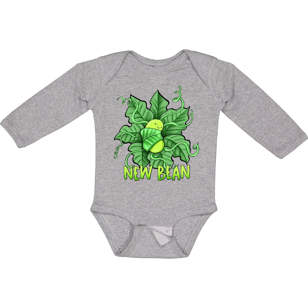 Inktastic New Bean Cute Sleeping Bean in Leaves and Vines Boys or Girls Long Sleeve Baby Bodysuit