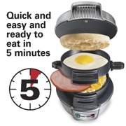 Hamilton Beach Breakfast Sandwich Maker with Egg Cooker Ring, Breakfast Station, Silver