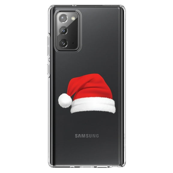 DistinctInk Clear Shockproof Hybrid Case for Galaxy Note 20 ULTRA (6.9" Screen) - TPU Bumper Acrylic Back Tempered Glass Screen Protector - Realistic Santa Hat Christmas