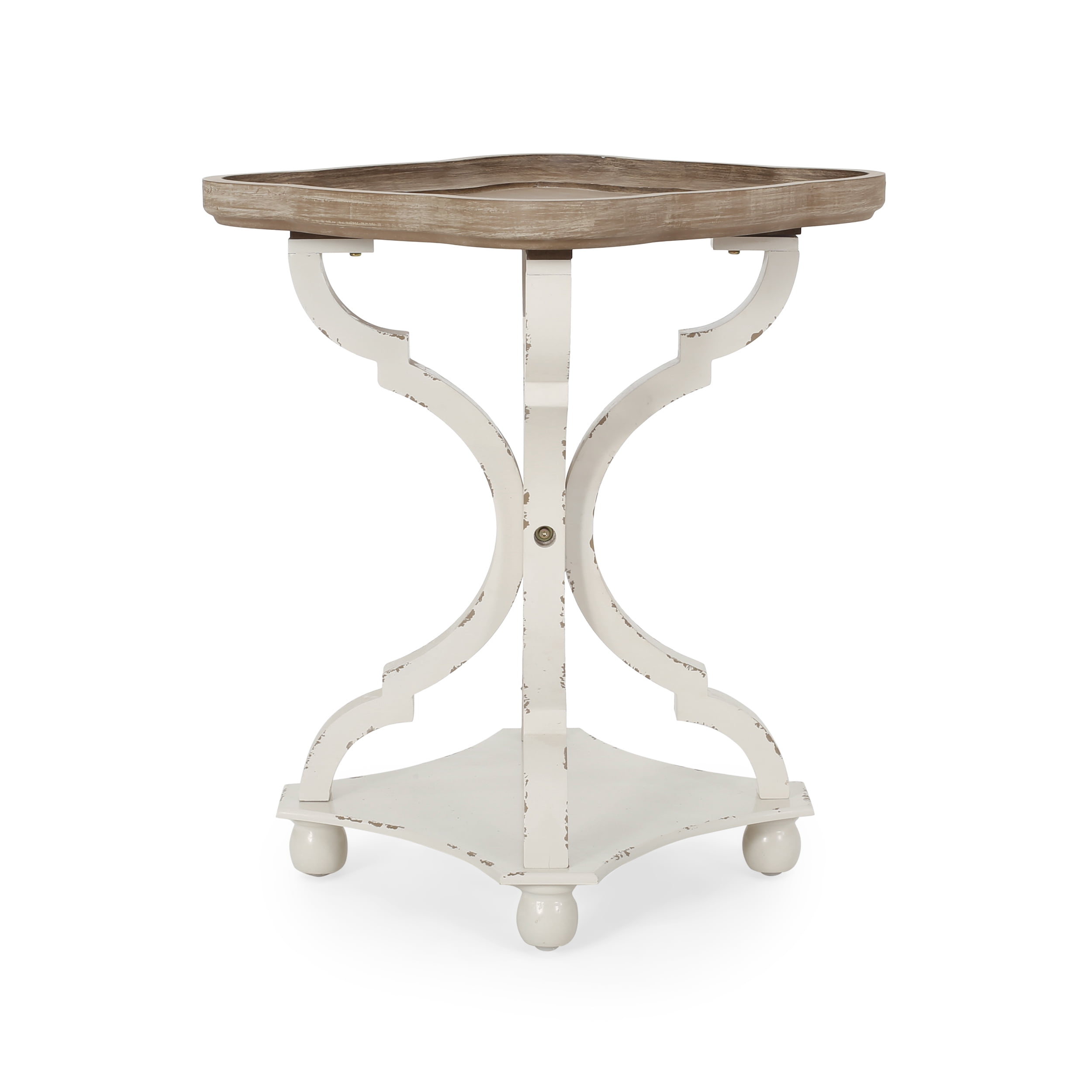 Noble House Noble House Leviathan MDF Accent Table, Distressed White, Natural