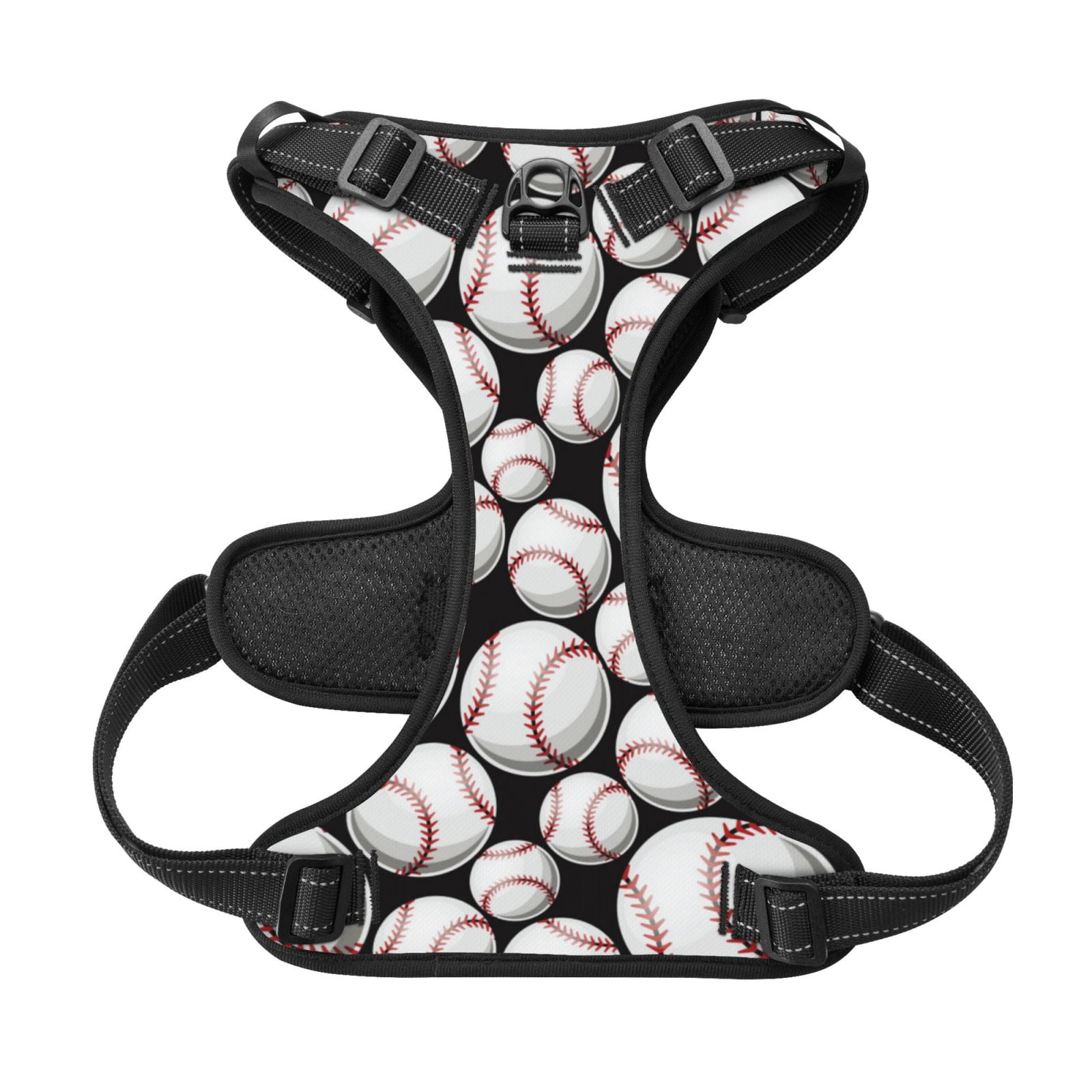 Kdxio Cute Baseball Print No Pull Dog Harness Adjustable Reflective Oxford Easy Control Medium Large Dog Harness for Training and Everyday-Medium