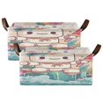 thumbnail image 2 of A Cute Marshmallow Man Storage Basket Soccer Plaid Fabric Hoard Box Oversized Collapsible Closet Organizer with Metal Iron Frame 16.9×11.4×7.7in, 2 of 8